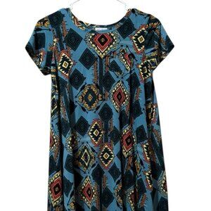 Lularoe Tunic Top Size 10 Short Sleeve Stretch Western Aztec Country Loungewear